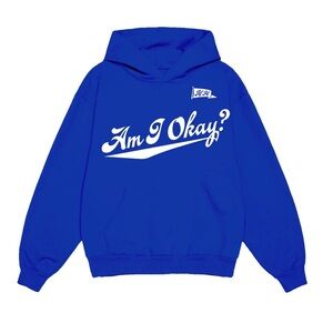 Megan Moroney Blue Hoodie with 'Am I Okay?'